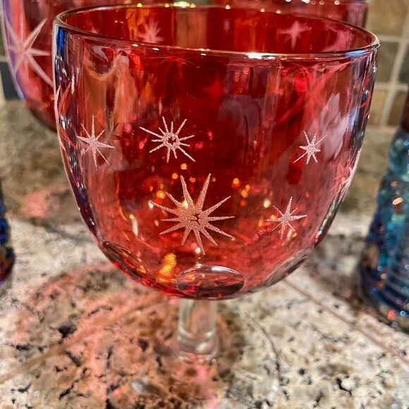 MCM Bartlett Collins Atomic Glasses and 2 Indiana Glass Blue Illuminated Glasses - Picture 15 of 16